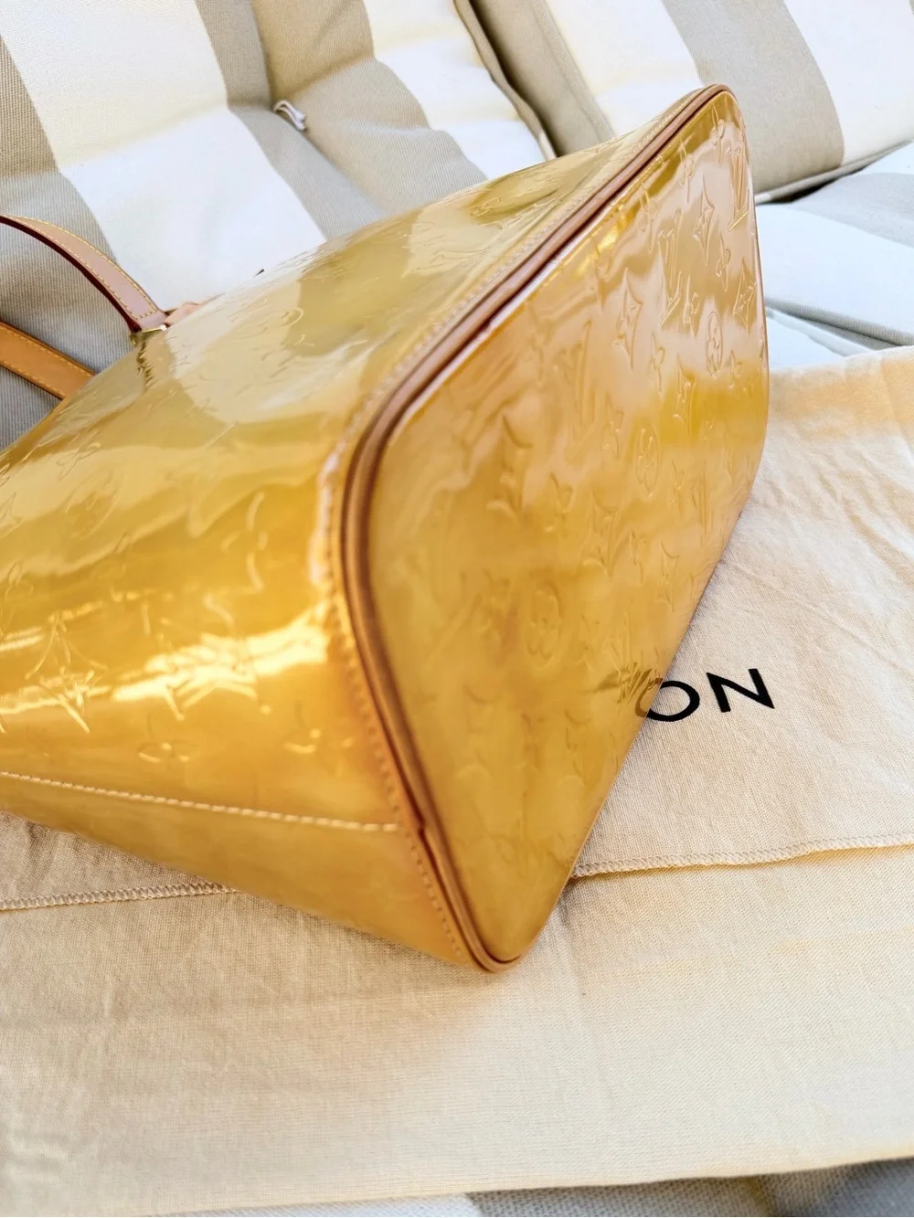 Louis Vuitton Vernis Houston Tote Bag Monogram Vernis Yellow Patent Leather